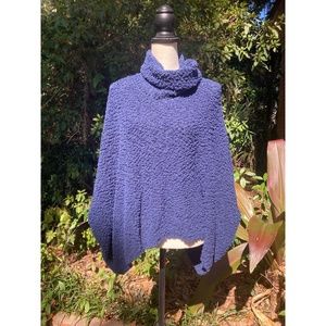 Super Soft Navy Blue Poncho | Size Medium, Like a Throw Blanket, Cozy Sweater